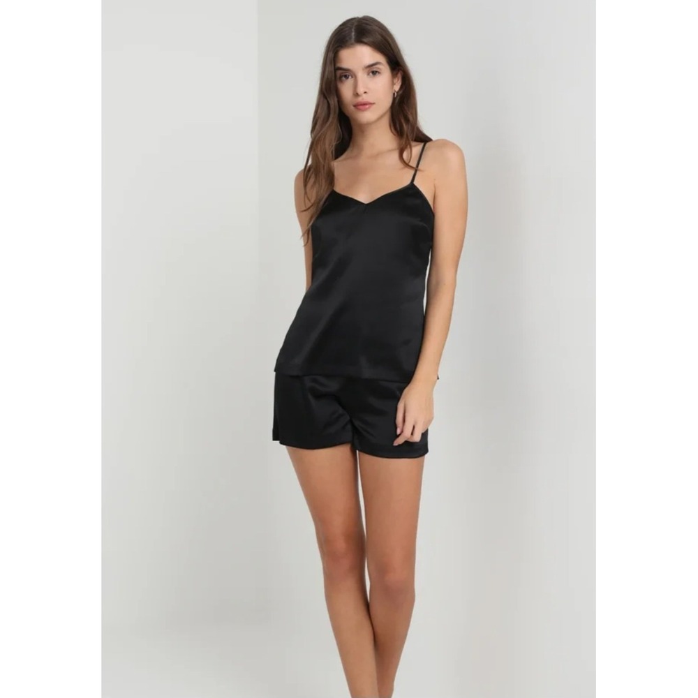 La Perla Set Black Old Money Quiet Luxury Minimalist Silky Cami Shorts sz S-M